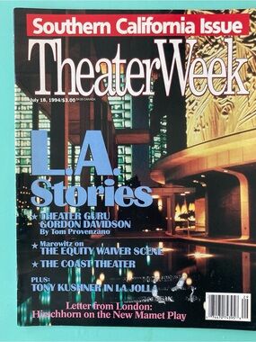L.A. THEATER  - Tony Kushner Theater Week Magazine July 18 1994 - Label Residue